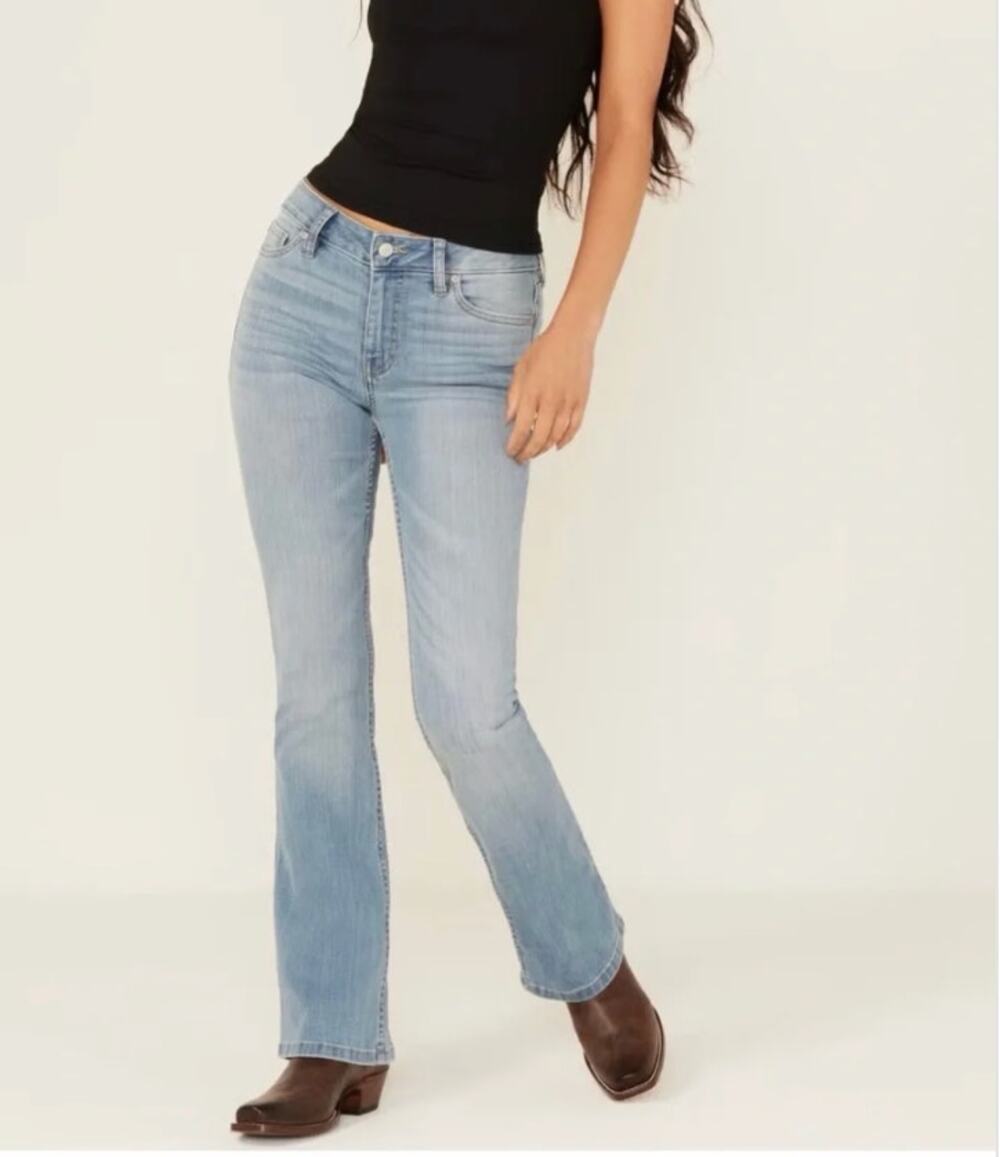 Shyanne Aria Mid Rise Bootcut Jeans Light Wash Western Cowgirl Denim Size 27